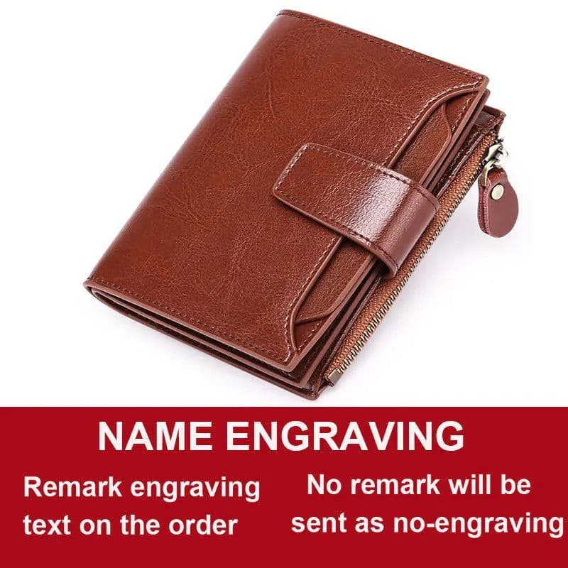 image-2024 New Short Women Wallets Genuine Leather Zipper Coin Pocket Women Purse Name Engraved Quality Card Holder Kpop Female Wallet