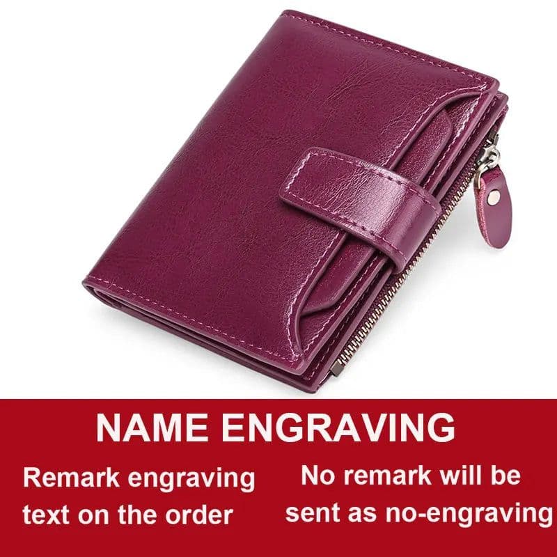 image-2024 New Short Women Wallets Genuine Leather Zipper Coin Pocket Women Purse Name Engraved Quality Card Holder Kpop Female Wallet