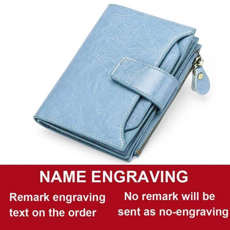 image-2024 New Short Women Wallets Genuine Leather Zipper Coin Pocket Women Purse Name Engraved Quality Card Holder Kpop Female Wallet