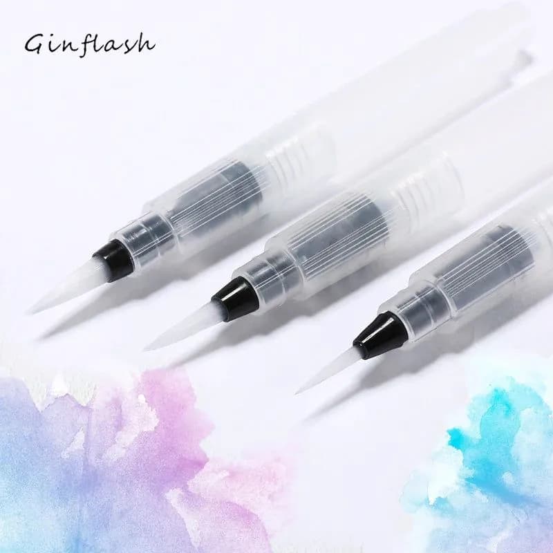 image-Ginflash Refillable Paint brush Water Brush Ink Pen Water Color soft head Calligraphy watercolor paints Painting