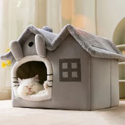 image-Foldable Cat House Winter Warm Chihuahua Cave Bed Cat Basket for Small Dogs Warm Soft Cat Bed Mat Kennel Puppy House Deep Sleep