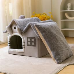 image-Foldable Cat House Winter Warm Chihuahua Cave Bed Cat Basket for Small Dogs Warm Soft Cat Bed Mat Kennel Puppy House Deep Sleep