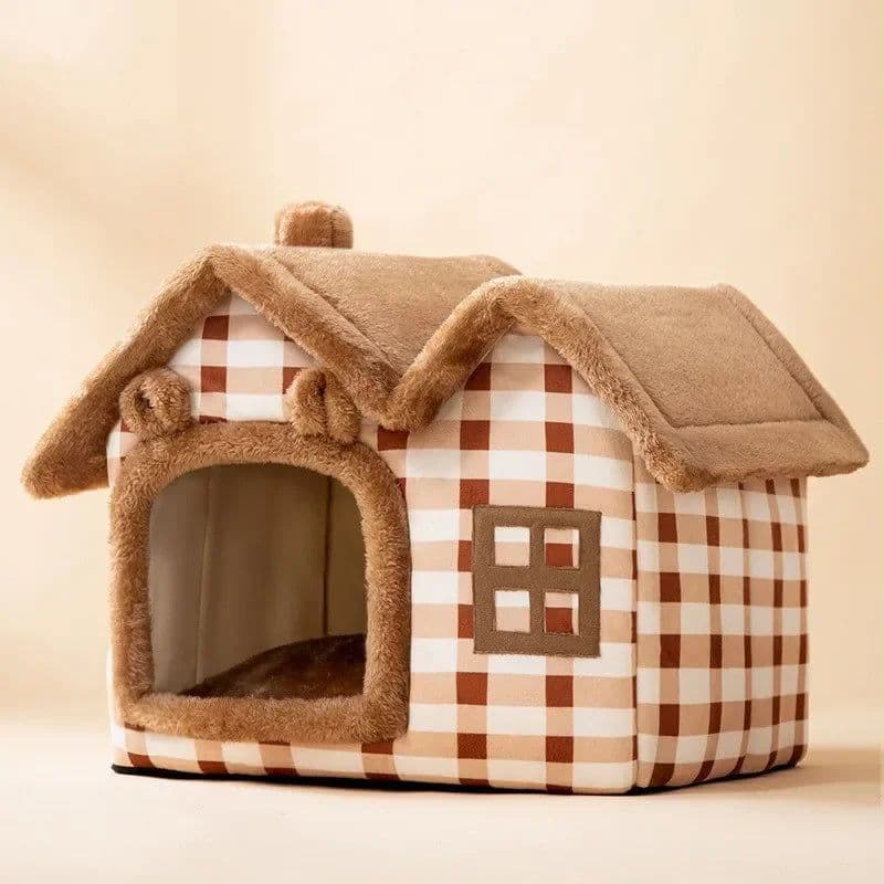 image-Foldable Cat House Winter Warm Chihuahua Cave Bed Cat Basket for Small Dogs Warm Soft Cat Bed Mat Kennel Puppy House Deep Sleep