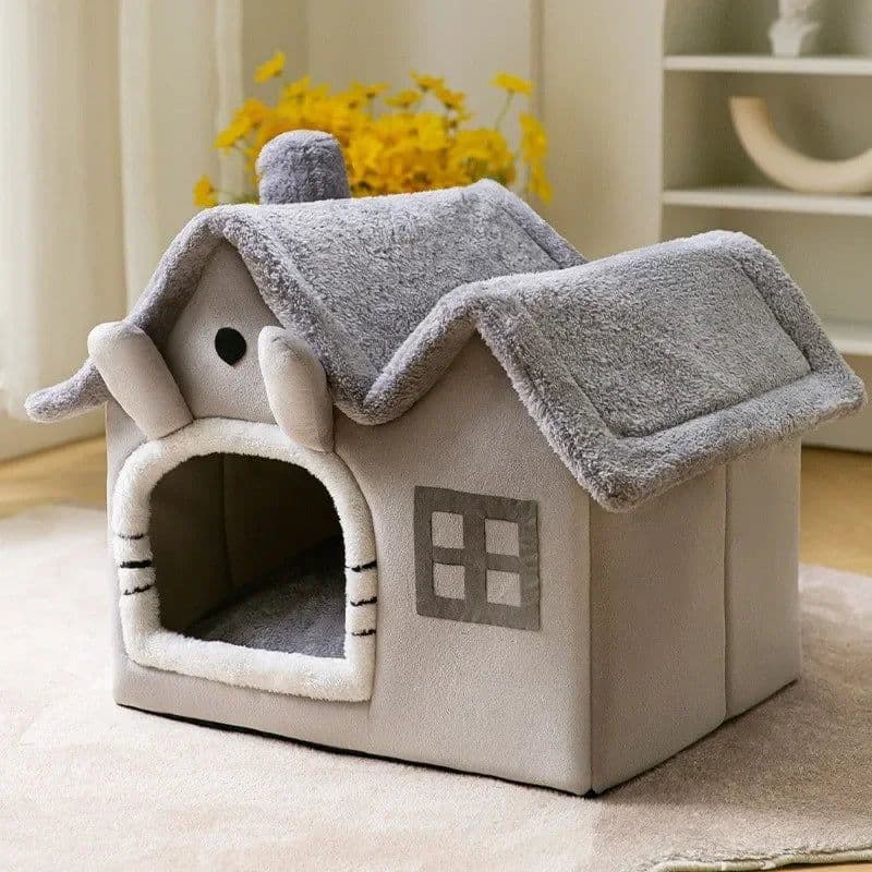 image-Foldable Cat House Winter Warm Chihuahua Cave Bed Cat Basket for Small Dogs Warm Soft Cat Bed Mat Kennel Puppy House Deep Sleep