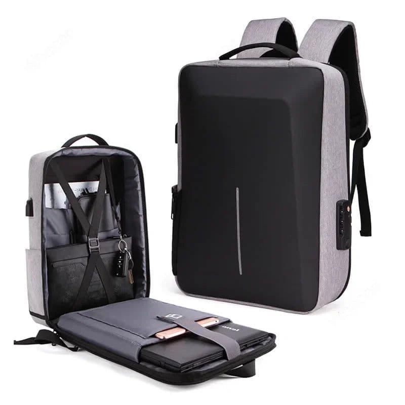 image-Laptop Backpack Anti-theft Waterproof School Backpacks with USB Charging Travel Laptop Bag Hard Shell Computer Backpack 17 Inch