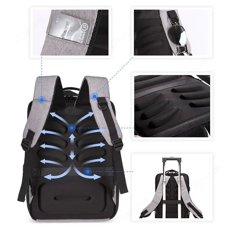 image-Laptop Backpack Anti-theft Waterproof School Backpacks with USB Charging Travel Laptop Bag Hard Shell Computer Backpack 17 Inch