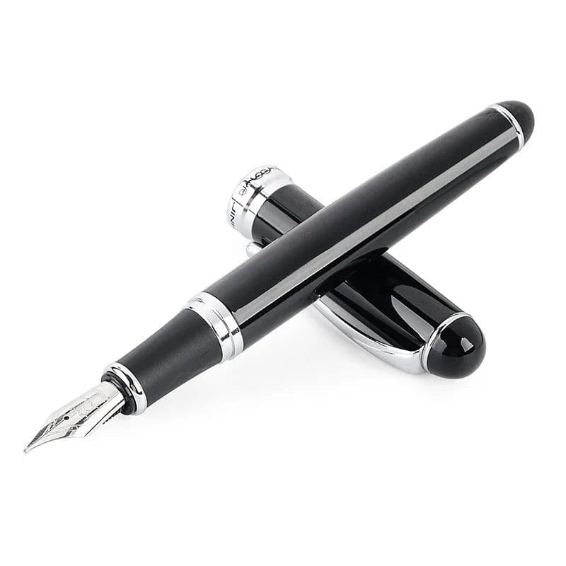 image-Luxury Brand Jinhao X750 Silver Stainless Steel Fountain Pen Medium 18KGP Nib School Office Supply Ink Pens Gift Stationery