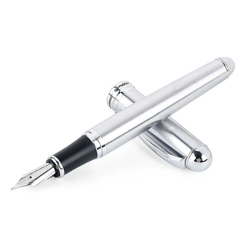 image-Luxury Brand Jinhao X750 Silver Stainless Steel Fountain Pen Medium 18KGP Nib School Office Supply Ink Pens Gift Stationery