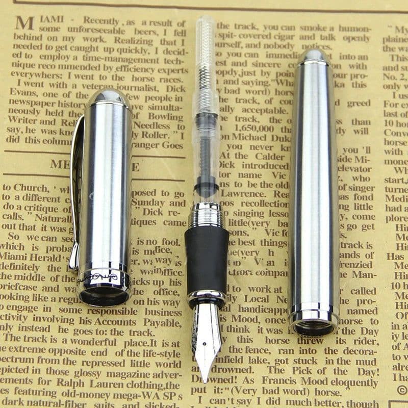 image-Luxury Brand Jinhao X750 Silver Stainless Steel Fountain Pen Medium 18KGP Nib School Office Supply Ink Pens Gift Stationery