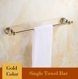 image-Golden Polished Brass & Crystal Bathroom accessories Bath Hardware Set Towel Rack Towel Bar Paper Holder Soap Dish JM2221