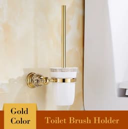 image-Golden Polished Brass & Crystal Bathroom accessories Bath Hardware Set Towel Rack Towel Bar Paper Holder Soap Dish JM2221