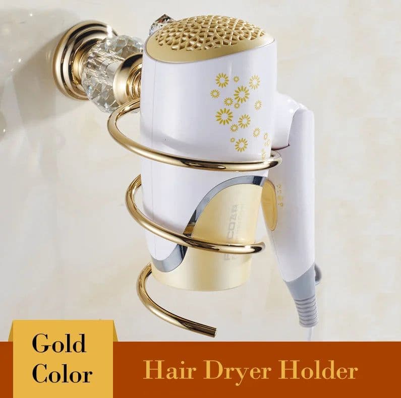 image-Golden Polished Brass & Crystal Bathroom accessories Bath Hardware Set Towel Rack Towel Bar Paper Holder Soap Dish JM2221