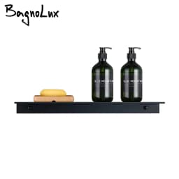 image-Black White Aluminum Alloy Wall-Mounted Kitchen Shower Room Bedroom Device Bathroom Accessories Organizer Shelf