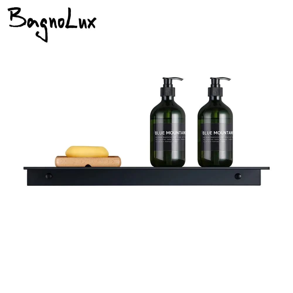 image-Black White Aluminum Alloy Wall-Mounted Kitchen Shower Room Bedroom Device Bathroom Accessories Organizer Shelf