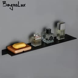 image-Black White Aluminum Alloy Wall-Mounted Kitchen Shower Room Bedroom Device Bathroom Accessories Organizer Shelf