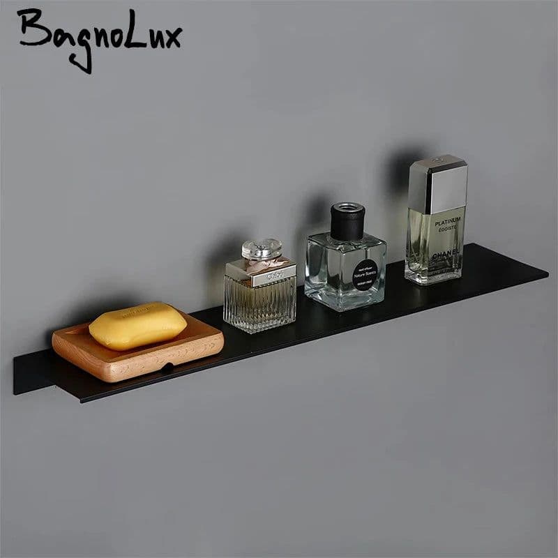 image-Black White Aluminum Alloy Wall-Mounted Kitchen Shower Room Bedroom Device Bathroom Accessories Organizer Shelf
