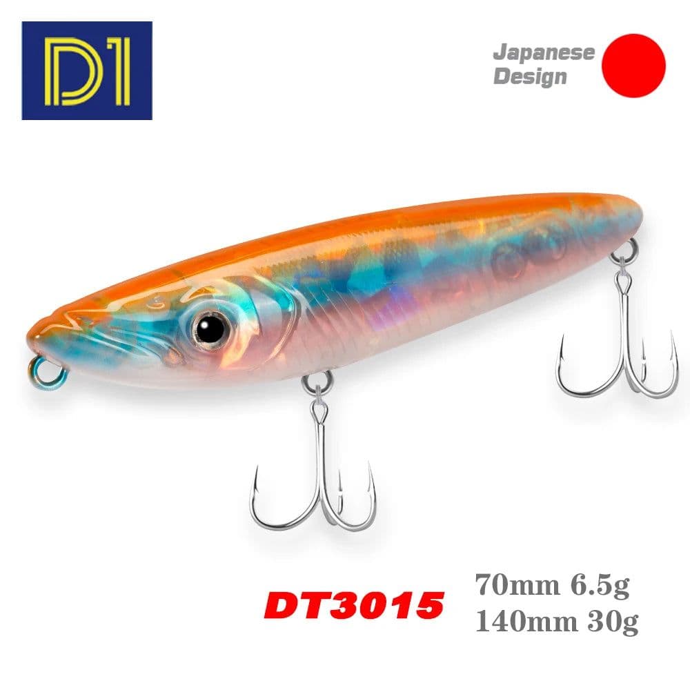 image-D1 Surface Pencil Fish Lure 70mm/140mm Walk the Dog Artificial Hard Baits Plastic Walker Swimbait For Bass Trout Fishing Tackle