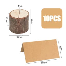 image-10pcs Natural Wooden Place Card Holders Stand Card Photo Clip Holder Rustic Wedding Decorations Party Table Number Name Sign