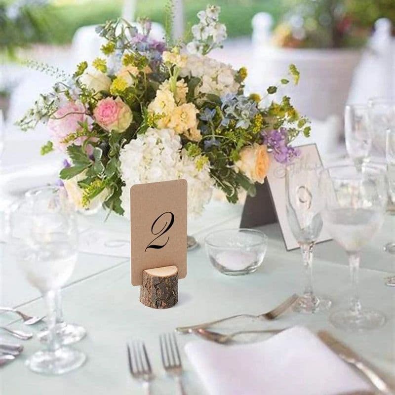 image-10pcs Natural Wooden Place Card Holders Stand Card Photo Clip Holder Rustic Wedding Decorations Party Table Number Name Sign