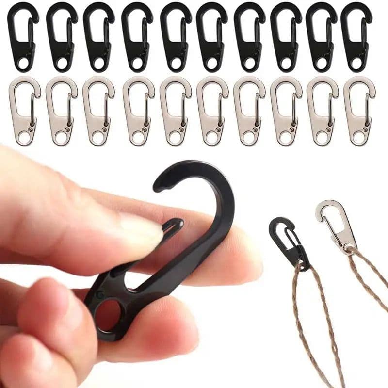 image-10pcs D Carabiner D-Ring Key Chain Spring Clips Mini Aluminium Alloy Hang Buckle Survival EDC Gear Outdoor Camping Keyring Tool