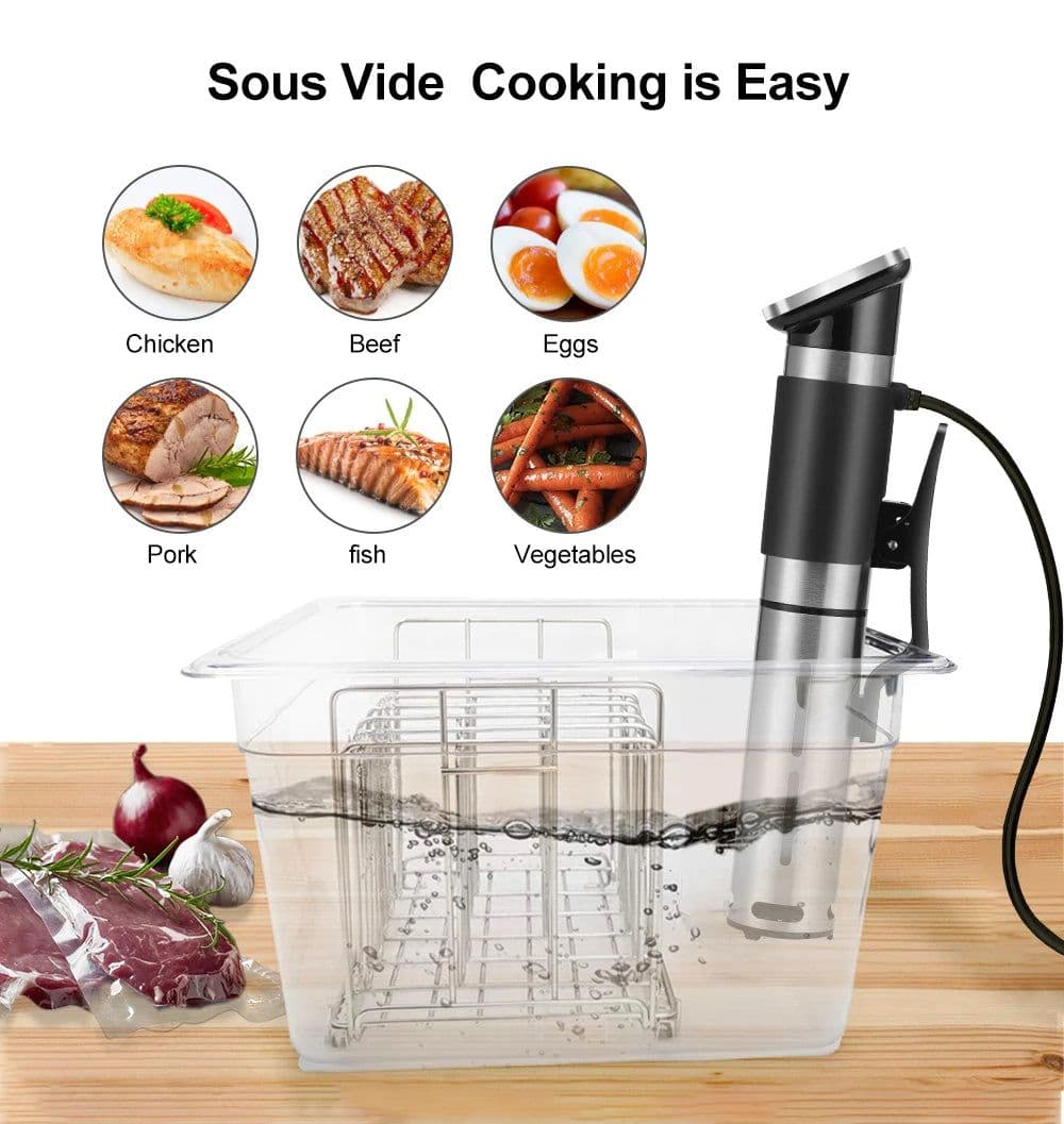 image-Stainless Steel Sous Vide Rack and 11L Sous Vide Cooker Containers Detachable Dividers Separator for Immersion Circulators