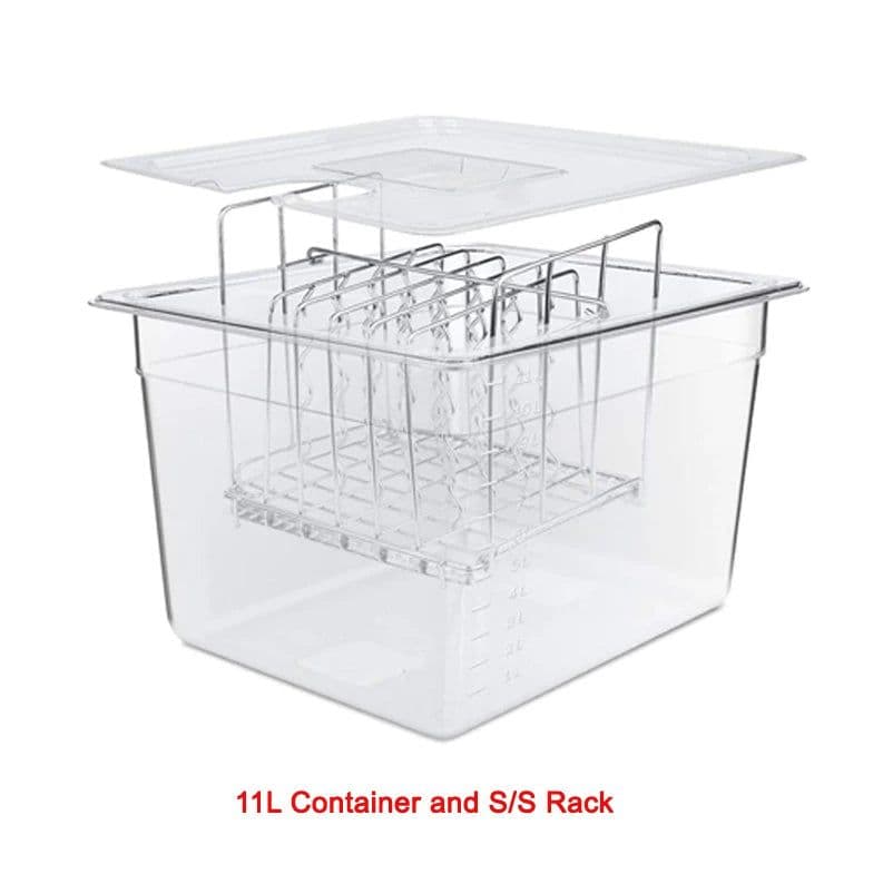 image-Stainless Steel Sous Vide Rack and 11L Sous Vide Cooker Containers Detachable Dividers Separator for Immersion Circulators