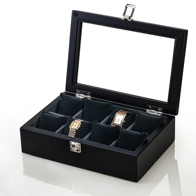 image-New Wood Watch Box Organizer With Glass Window Wooden Watch Display Luxury Watch Case Storage Box Watch Holder For Men