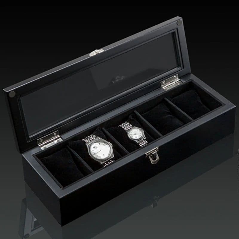 image-New Wood Watch Box Organizer With Glass Window Wooden Watch Display Luxury Watch Case Storage Box Watch Holder For Men
