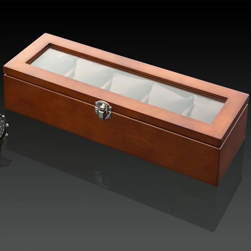 image-New Wood Watch Box Organizer With Glass Window Wooden Watch Display Luxury Watch Case Storage Box Watch Holder For Men