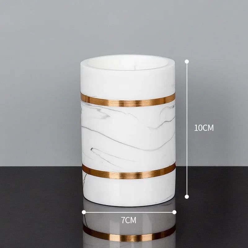 image-Nordic Natural Resin Lotion Bottle Mouth Cup Soap Dish Toothbrush Holder Tissue Box Cotton Swab Box Tray Washing Tools Set