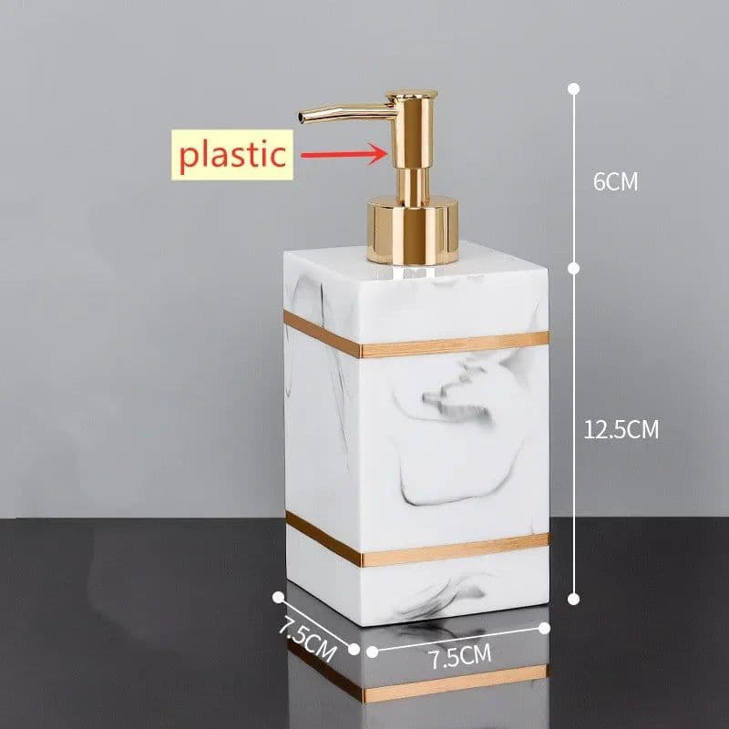 image-Nordic Natural Resin Lotion Bottle Mouth Cup Soap Dish Toothbrush Holder Tissue Box Cotton Swab Box Tray Washing Tools Set