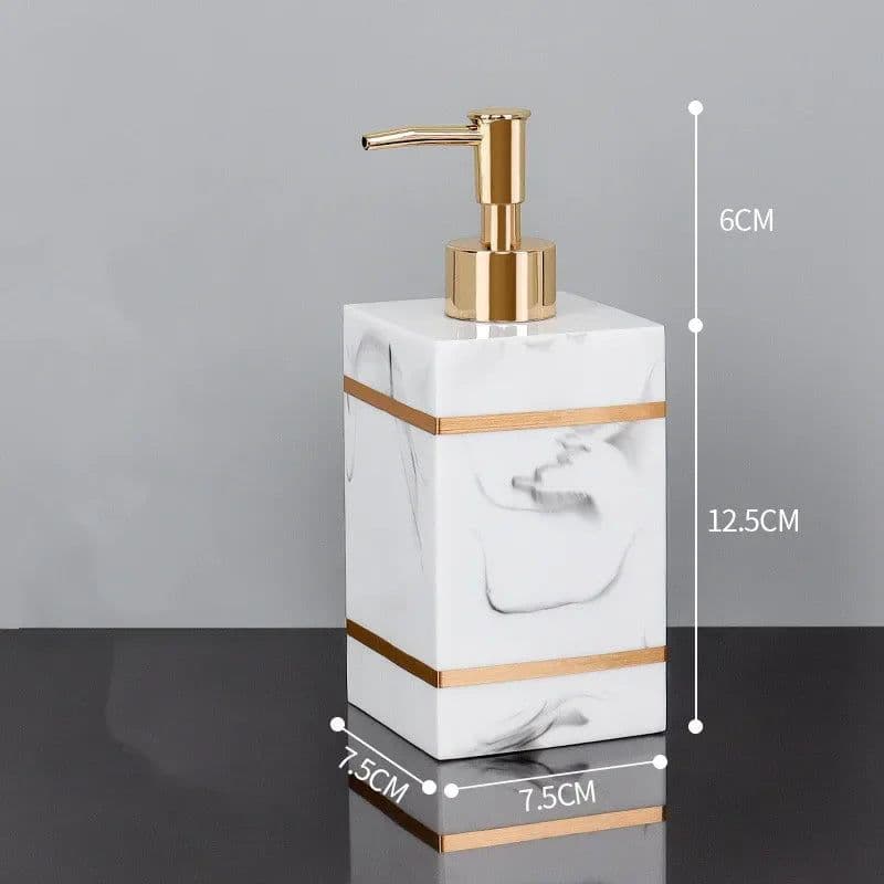 image-Nordic Natural Resin Lotion Bottle Mouth Cup Soap Dish Toothbrush Holder Tissue Box Cotton Swab Box Tray Washing Tools Set