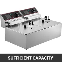 image-VEVOR 12L 5000W Electric Deep Fryers Dual Tanks with Dual Basket & Lid Double Deep Fat Fryer Adjustable Temperature Control