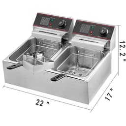 image-VEVOR 12L 5000W Electric Deep Fryers Dual Tanks with Dual Basket & Lid Double Deep Fat Fryer Adjustable Temperature Control