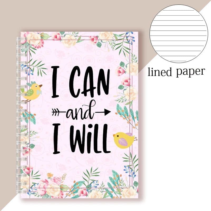 image-Spiral Notebook Motivational Quote - I Can and I Will - Sketch Note Book Journal Success Notepad New Job Graduation Gifts Gift