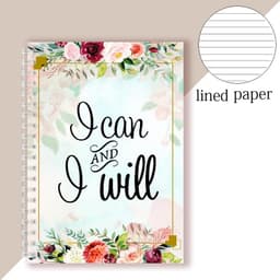 image-Spiral Notebook Motivational Quote - I Can and I Will - Sketch Note Book Journal Success Notepad New Job Graduation Gifts Gift
