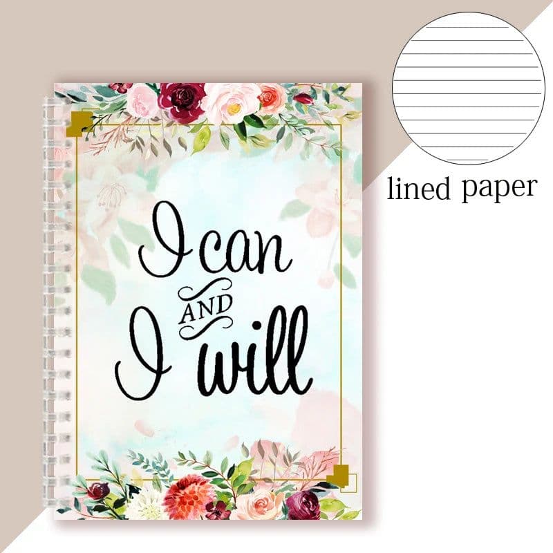 image-Spiral Notebook Motivational Quote - I Can and I Will - Sketch Note Book Journal Success Notepad New Job Graduation Gifts Gift