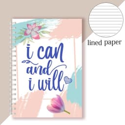 image-Spiral Notebook Motivational Quote - I Can and I Will - Sketch Note Book Journal Success Notepad New Job Graduation Gifts Gift