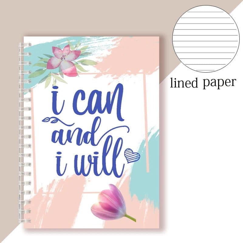 image-Spiral Notebook Motivational Quote - I Can and I Will - Sketch Note Book Journal Success Notepad New Job Graduation Gifts Gift