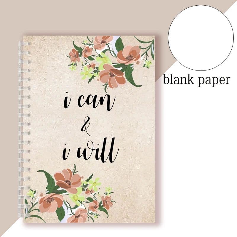 image-Spiral Notebook Motivational Quote - I Can and I Will - Sketch Note Book Journal Success Notepad New Job Graduation Gifts Gift