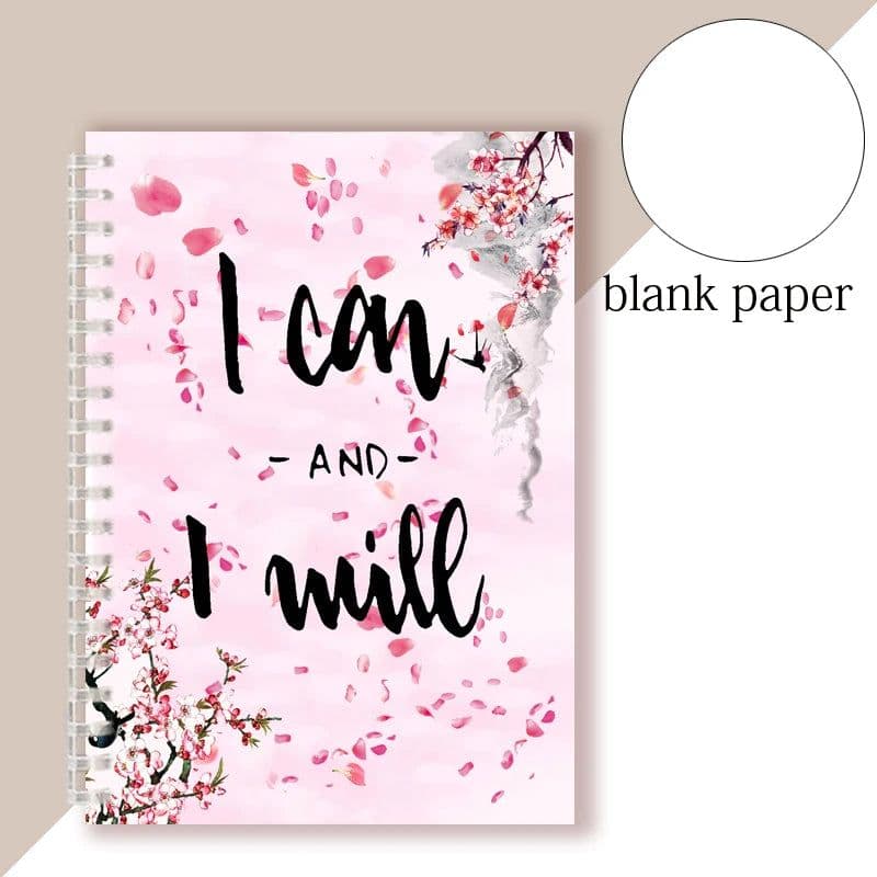 image-Spiral Notebook Motivational Quote - I Can and I Will - Sketch Note Book Journal Success Notepad New Job Graduation Gifts Gift