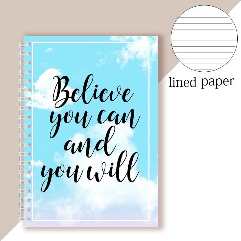 image-Spiral Notebook Motivational Quote - I Can and I Will - Sketch Note Book Journal Success Notepad New Job Graduation Gifts Gift