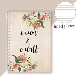 image-Spiral Notebook Motivational Quote - I Can and I Will - Sketch Note Book Journal Success Notepad New Job Graduation Gifts Gift
