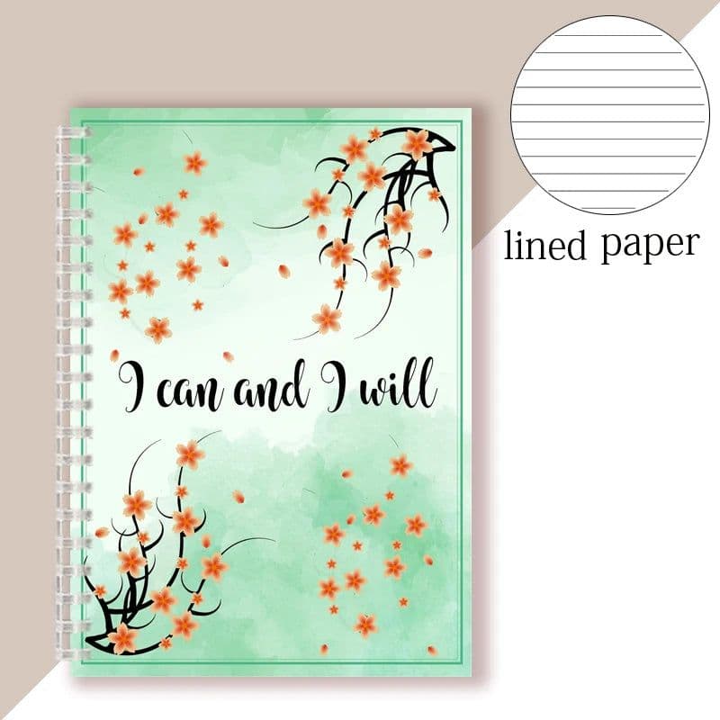 image-Spiral Notebook Motivational Quote - I Can and I Will - Sketch Note Book Journal Success Notepad New Job Graduation Gifts Gift