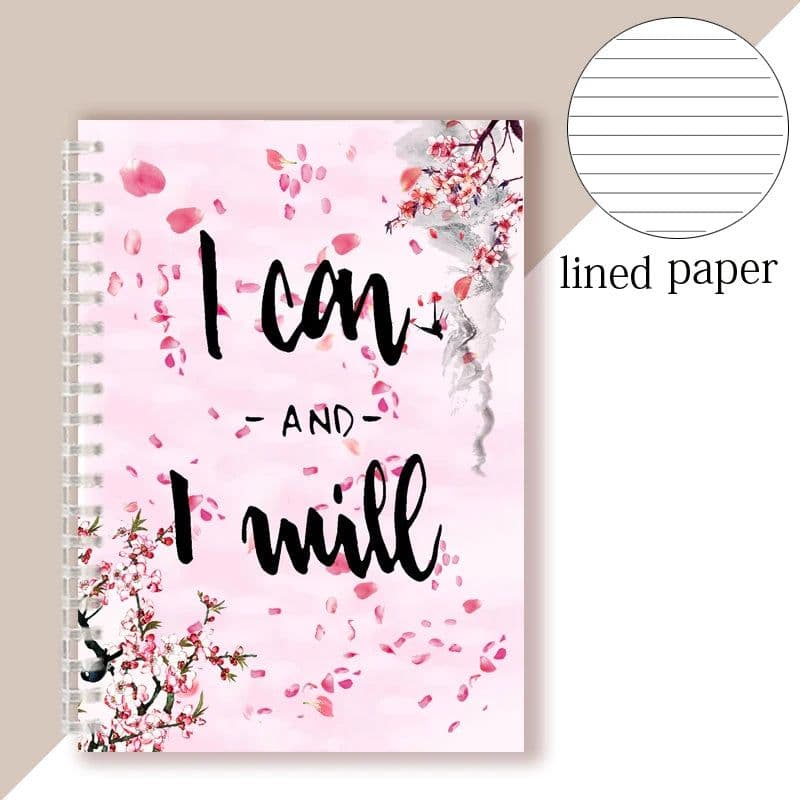 image-Spiral Notebook Motivational Quote - I Can and I Will - Sketch Note Book Journal Success Notepad New Job Graduation Gifts Gift