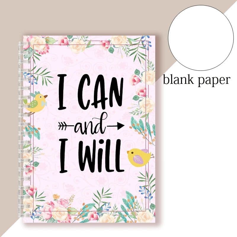 image-Spiral Notebook Motivational Quote - I Can and I Will - Sketch Note Book Journal Success Notepad New Job Graduation Gifts Gift