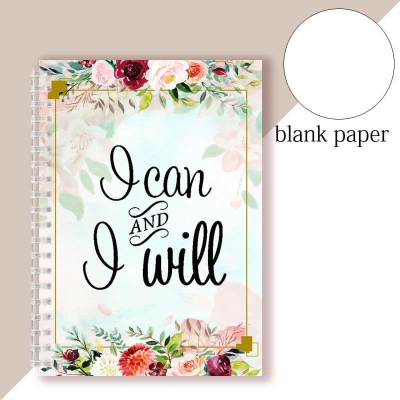 image-Spiral Notebook Motivational Quote - I Can and I Will - Sketch Note Book Journal Success Notepad New Job Graduation Gifts Gift