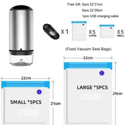 image-Reusable Vacuum Food Storage Bag Food Vacuum Sealer Sous Vide Bags USB Rechargeable Handheld Vacuum Air Pump Kitchen Gadget
