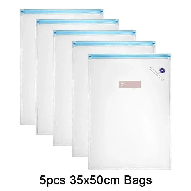 image-Reusable Vacuum Food Storage Bag Food Vacuum Sealer Sous Vide Bags USB Rechargeable Handheld Vacuum Air Pump Kitchen Gadget