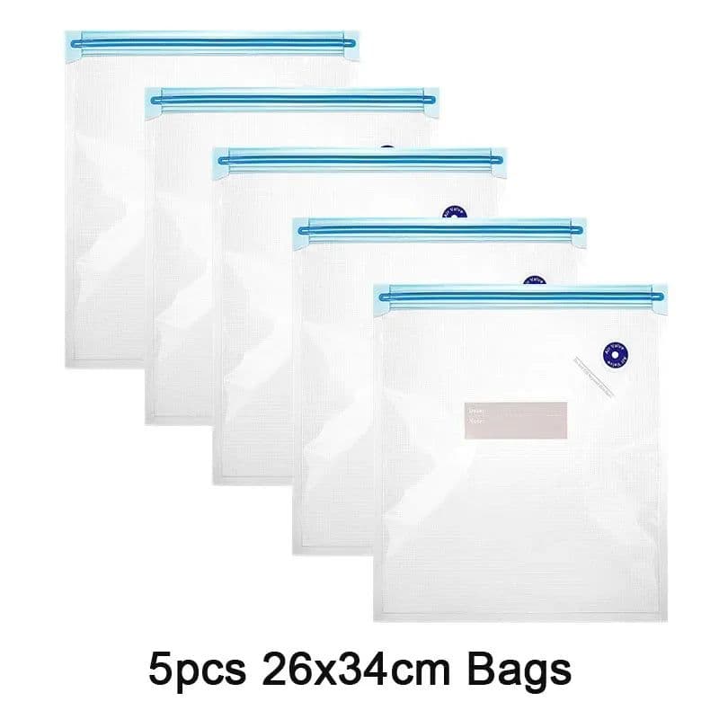 image-Reusable Vacuum Food Storage Bag Food Vacuum Sealer Sous Vide Bags USB Rechargeable Handheld Vacuum Air Pump Kitchen Gadget